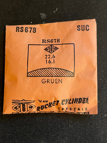 SUC Rocket Crystal RS 678 for GRUEN - 22.6 x 16.1mm - New
