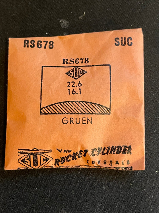 SUC Rocket Crystal RS 678 for GRUEN - 22.6 x 16.1mm - New