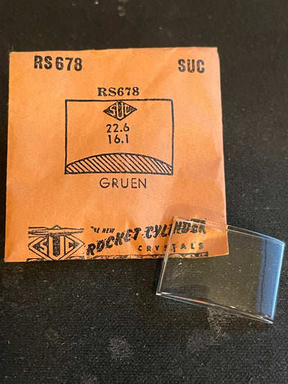 SUC Rocket Crystal RS 678 for GRUEN - 22.6 x 16.1mm - New