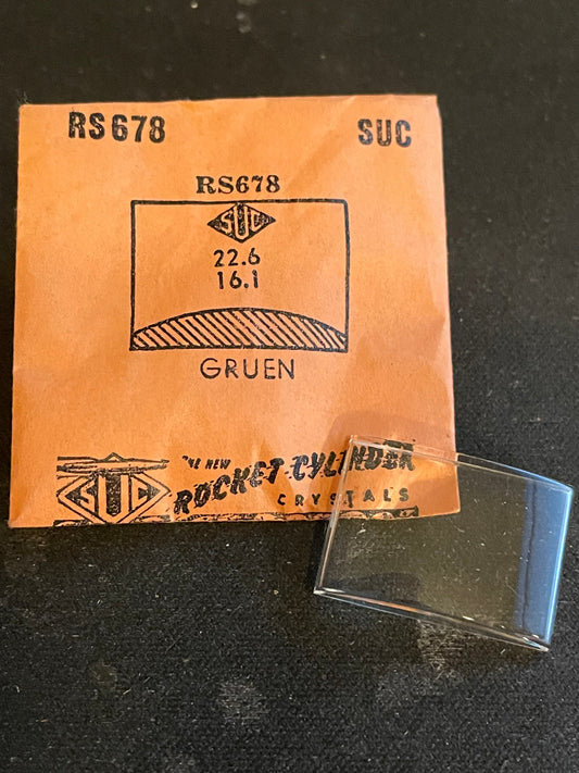 SUC Rocket Crystal RS 678 for GRUEN - 22.6 x 16.1mm - New