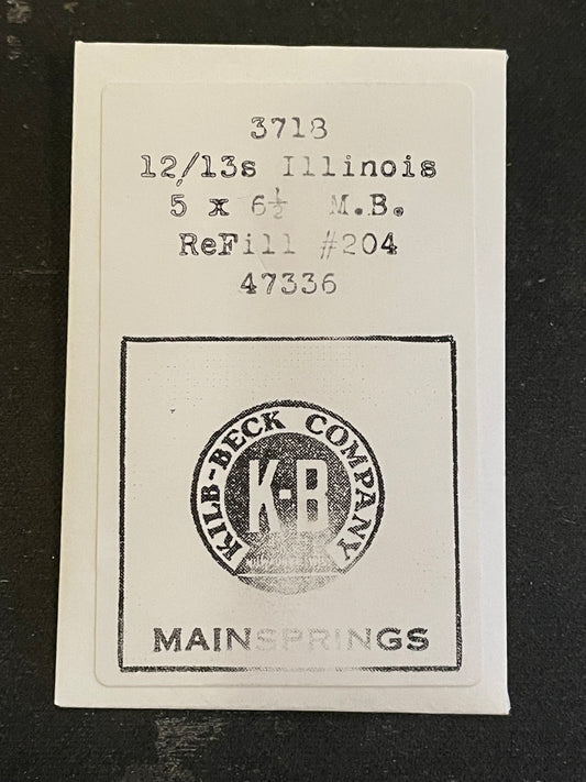 Kilb-Beck Mainspring #3718 for Illinois 12/13s No. 47336 - Steel