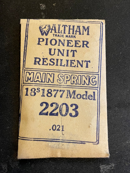 Waltham Factory Mainspring for 18s Model 1877 No. 2203 - Steel