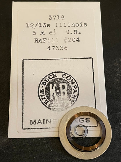 Kilb-Beck Mainspring #3718 for Illinois 12/13s No. 47336 - Steel