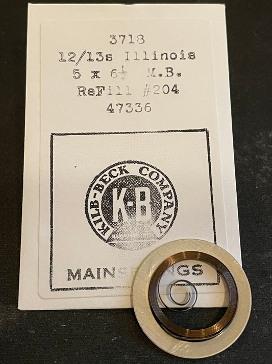Kilb-Beck Mainspring #3718 for Illinois 12/13s No. 47336 - Steel