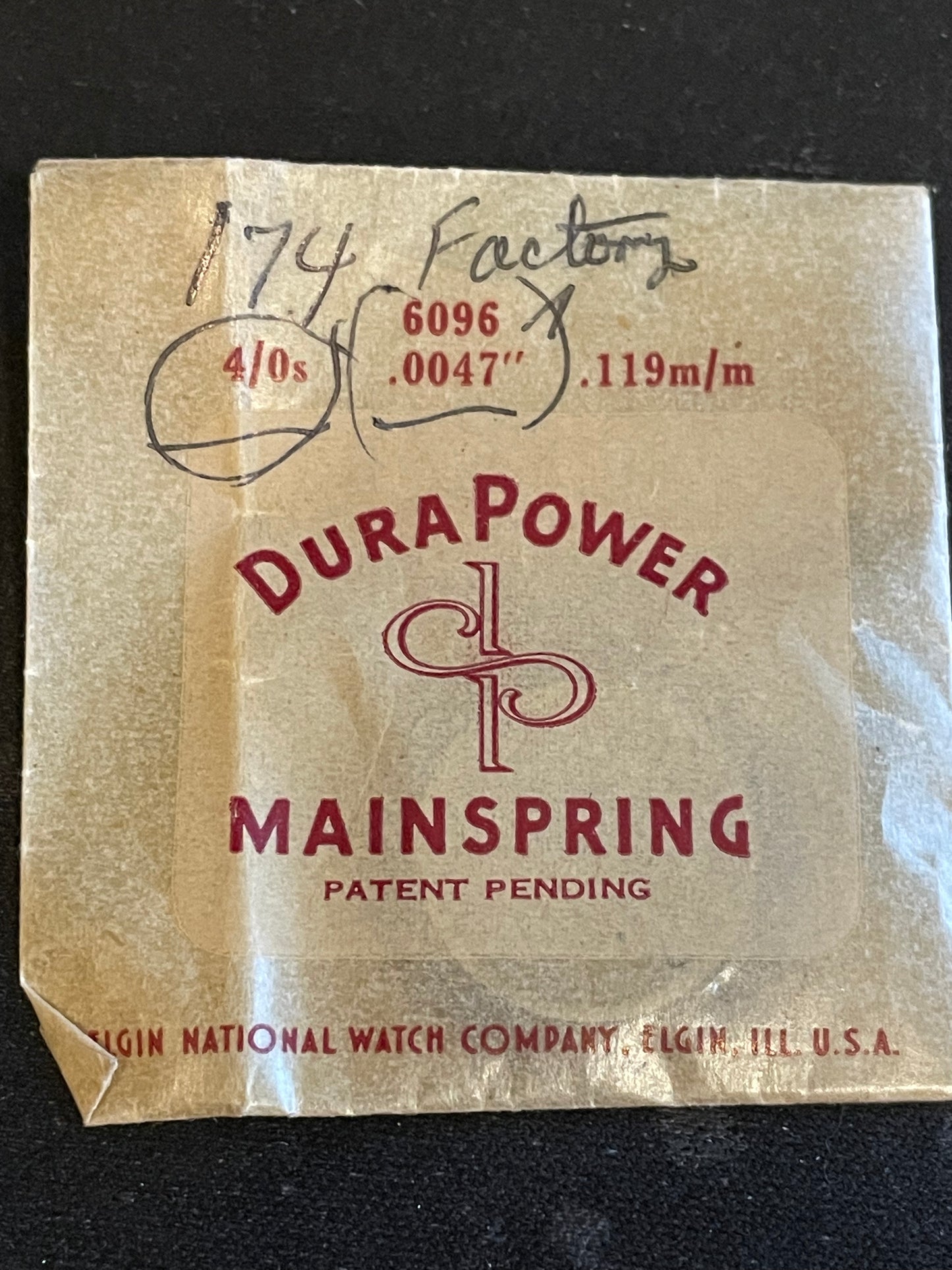 Elgin Factory DuraPower Mainspring for 4/0s No. 6096 - Alloy