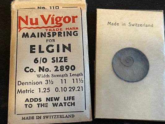 NuVigor Mainspring #110 for Elgin 5/0s & 6/0s Factory No. 2890 - Steel