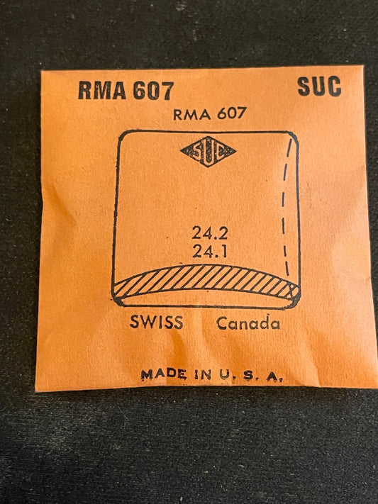 SUC Rocket Crystal RMA 607 for SWISS wrist watches - 24.2 x 24.1mm - New