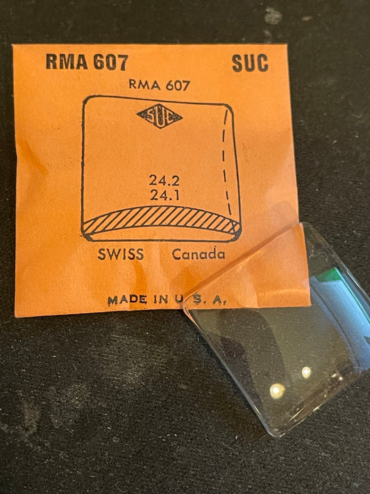 SUC Rocket Crystal RMA 607 for SWISS wrist watches - 24.2 x 24.1mm - New