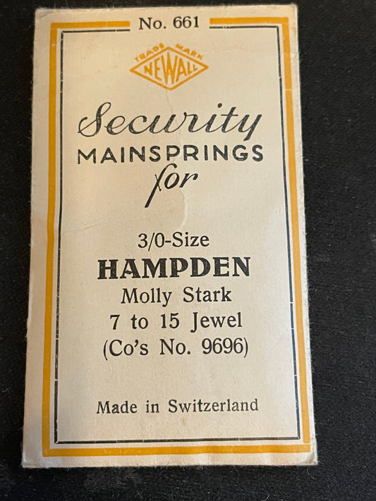 Newall Security Mainspring #661 for 3/0s Hampden #9696 - Steel