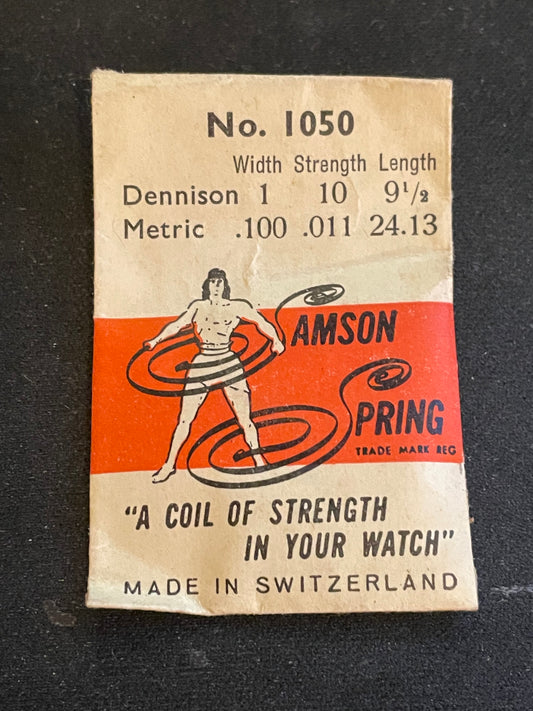 Samson Mainspring No. 1050 for AS 501, 543, 628, 673, 678, 722, Helbros 15 - Steel