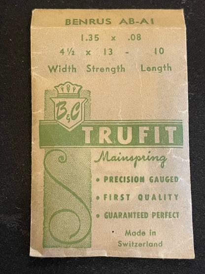Trufit Mainspring for Benrus caliber AB, AI - Steel