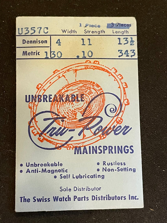 Tru-Power Mainspring U357C for Marvin 610, Election 845 - Alloy