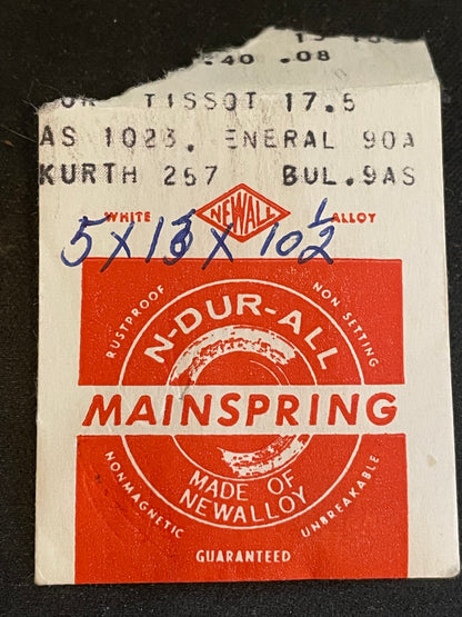 NEWALL Mainspring #1617N for Tissot 17.5, AS 1023, Kurth 275, Bulova 9AS - Alloy