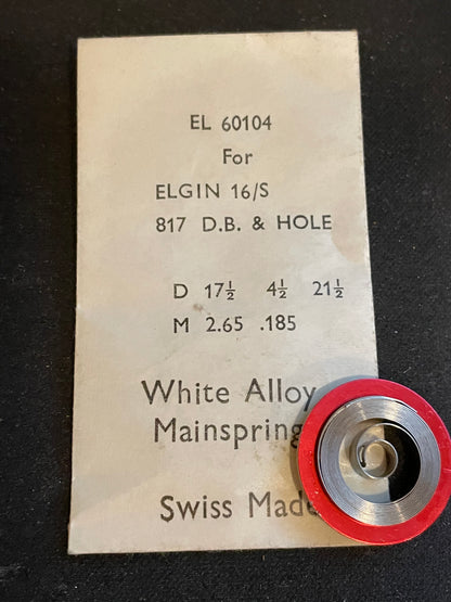 Alloy Mainspring 60104 for 16s Elgin Factory No. 817