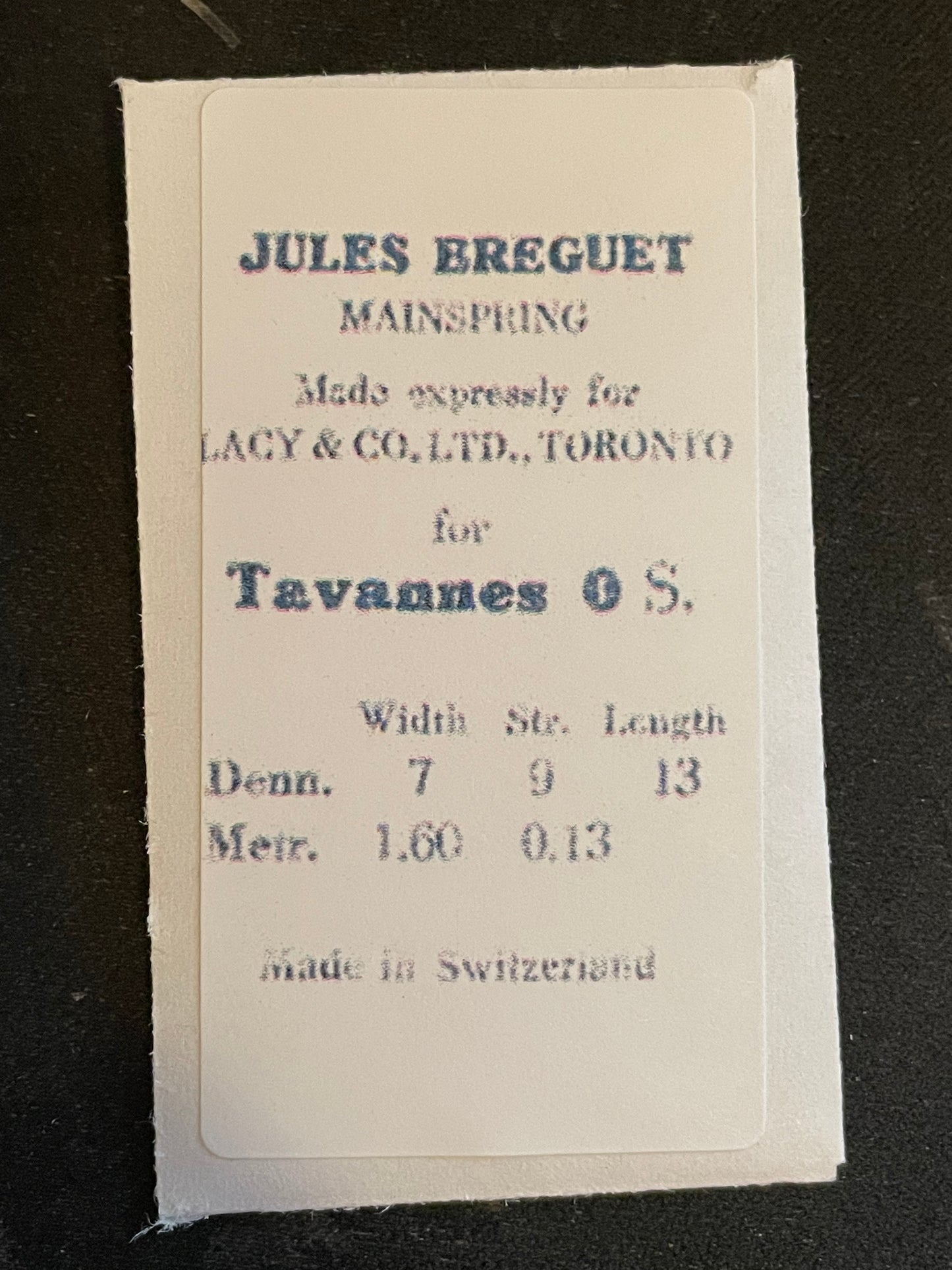 Jules Breguet Mainspring for 0s CYMA / Tavannes Pocket Watch - Steel
