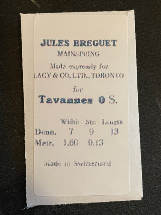 Jules Breguet Mainspring for 0s CYMA / Tavannes Pocket Watch - Steel