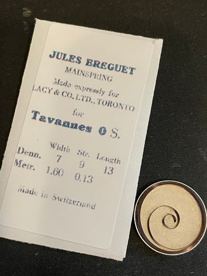Jules Breguet Mainspring for 0s CYMA / Tavannes Pocket Watch - Steel