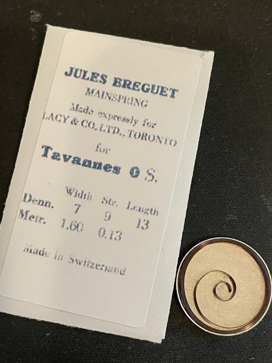 Jules Breguet Mainspring for 0s CYMA / Tavannes Pocket Watch - Steel