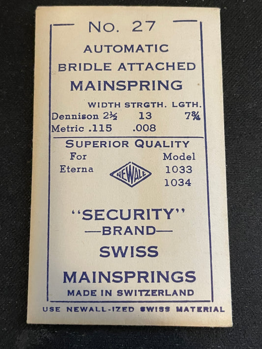 NEWALL Mainspring #27 for Eterna 1033, 1034 Automatic - Steel