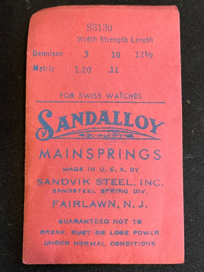 Sandsteel Sandalloy Mainspring S3130 for Durowe caliber 550 - Alloy