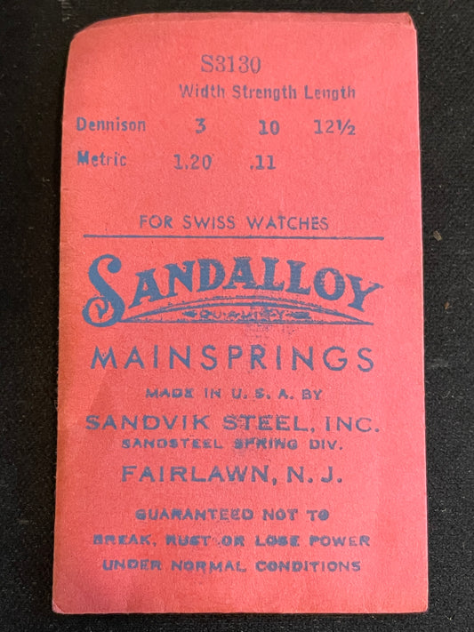 Sandsteel Sandalloy Mainspring S3130 for Durowe caliber 550 - Alloy