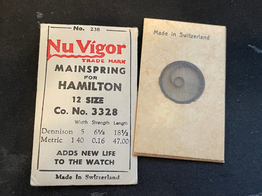 NuVigor Mainspring #238 for Hamilton 12s No. 3328- Steel