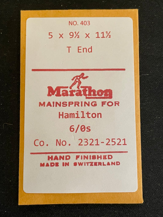 Marathon Mainspring #408 for Hamilton 6/0s No. 2321 / 2521 - Steel