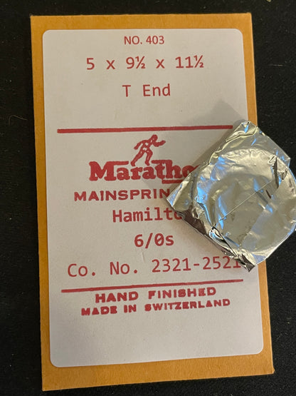 Marathon Mainspring #408 for Hamilton 6/0s No. 2321 / 2521 - Steel