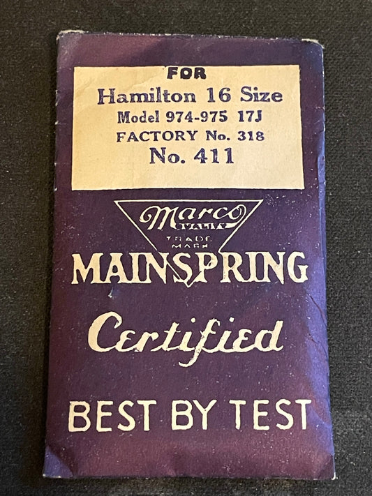 Marco Mainspring #411 for Hamilton No. 318 - Steel