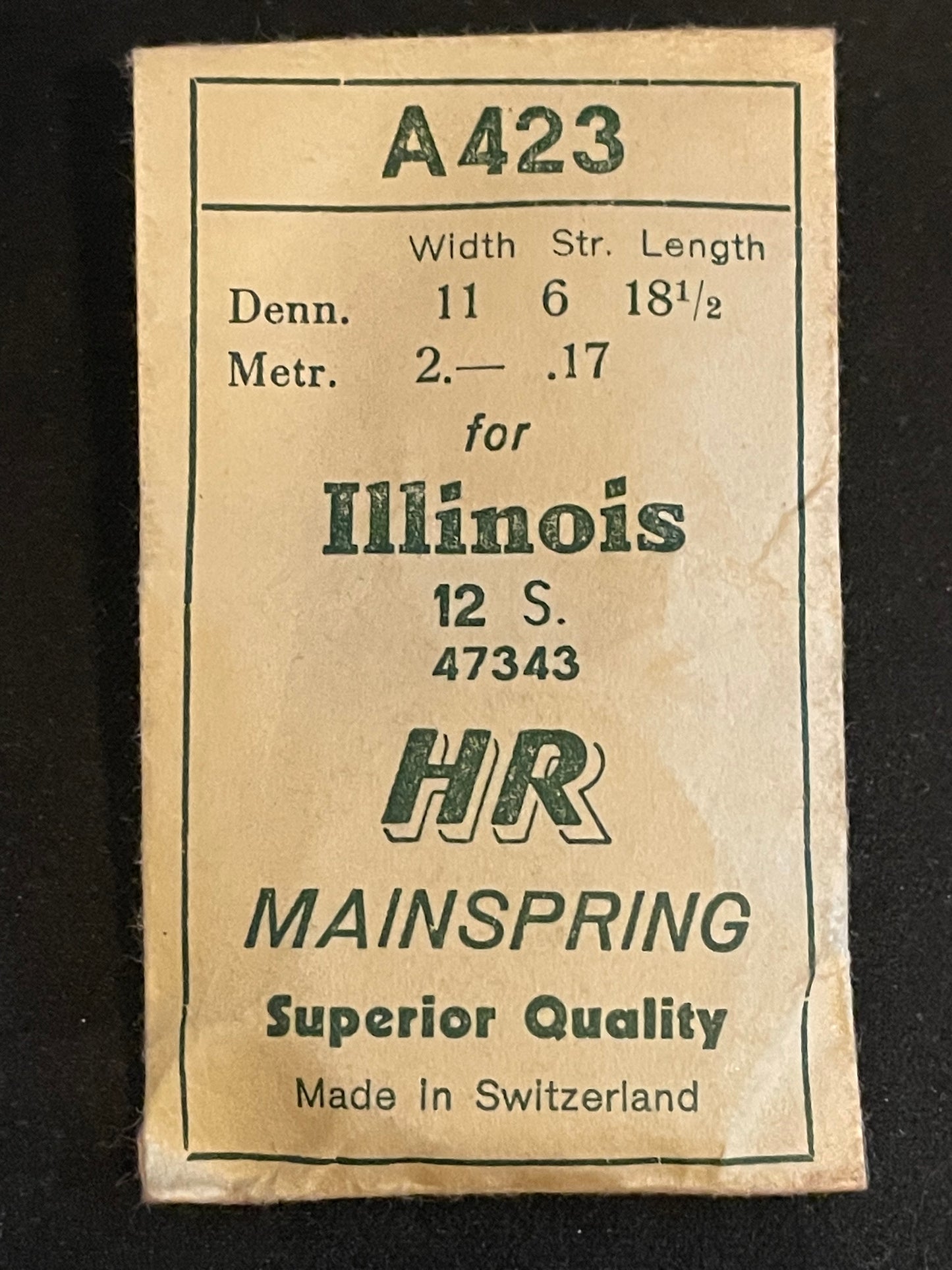 HR Mainspring A423 for Illinois 12s No. 47343 - Steel
