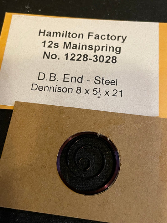 Hamilton 12s Mainspring Factory No. 1228 / 3028 - Steel