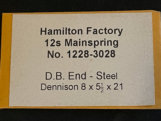 Hamilton 12s Mainspring Factory No. 1228 / 3028 - Steel