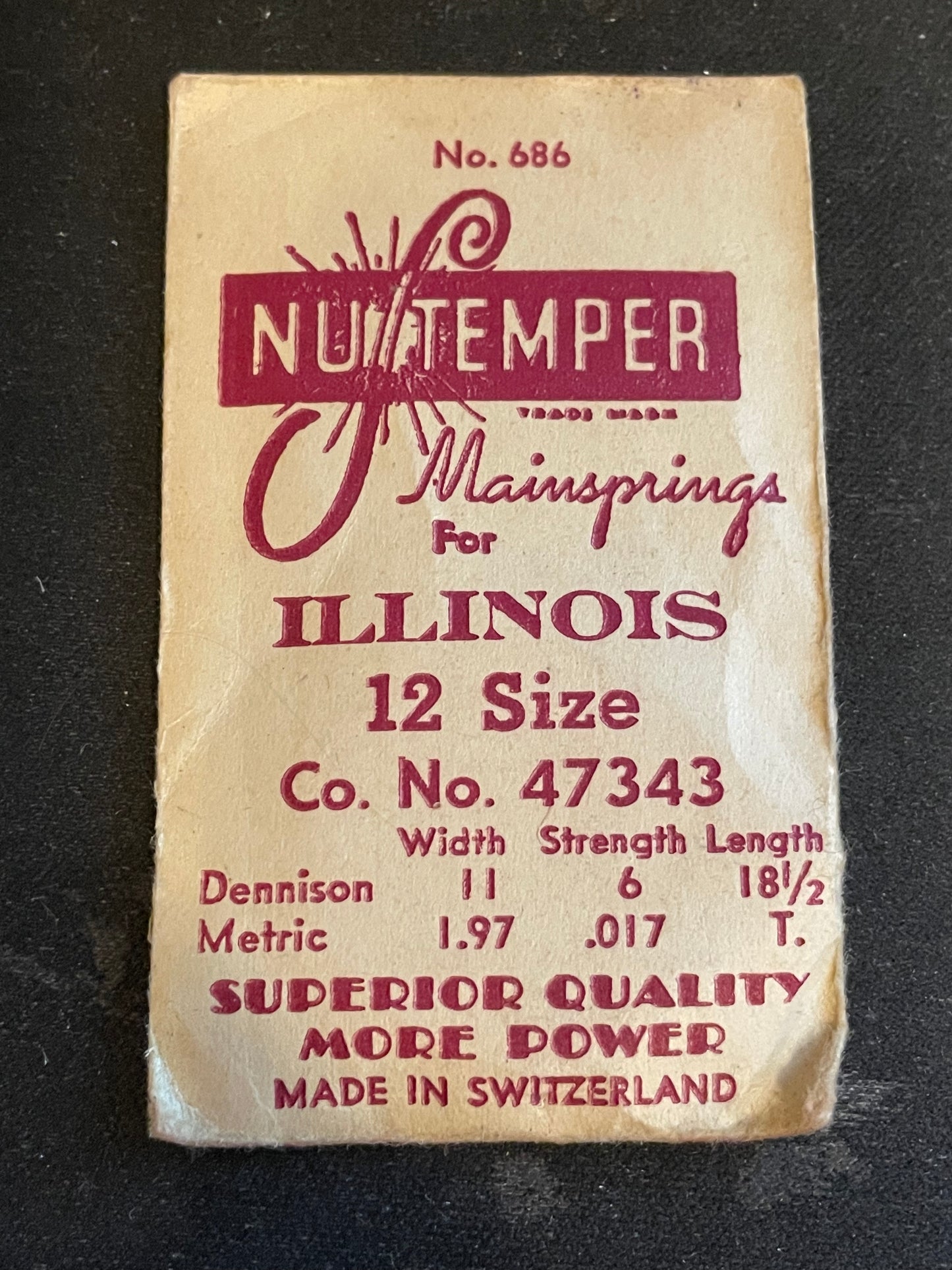 NuTemper Mainspring #686 for Illinois 12s movements #47343 - Steel
