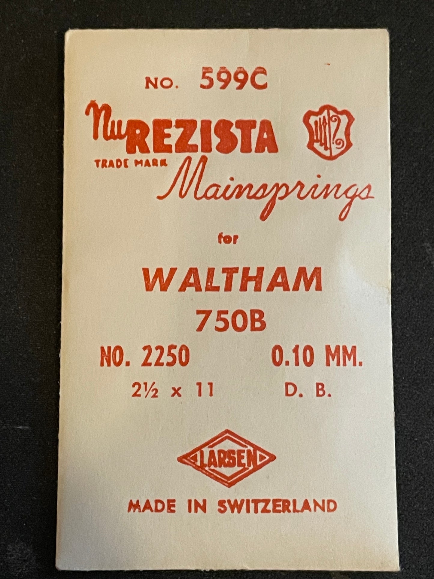 NuRezista Mainspring #599C for Waltham 7½ ligne Model 750B No. 2250 - Steel