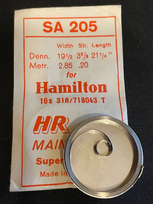 HR Mainspring SA205 for 16s Hamilton Factory No. 318 / 718043 - Alloy