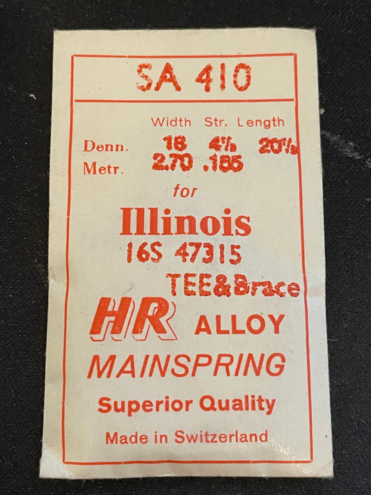 HR Mainspring SA410 for 16s Illinois Factory No. 47315 - Alloy
