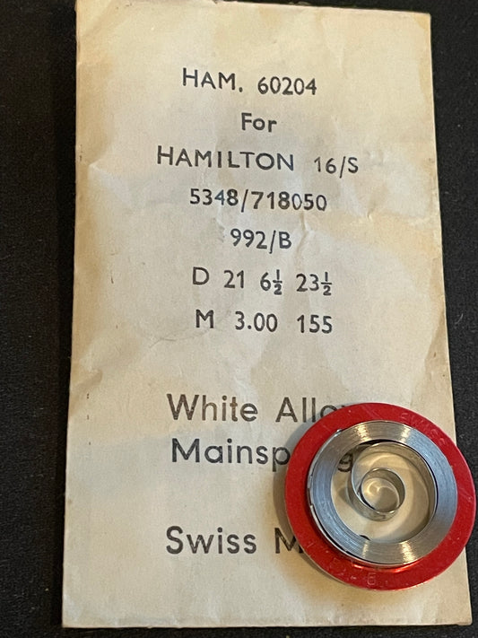 Alloy Mainspring 60204 for 16s Hamilton No. 534B / 718050