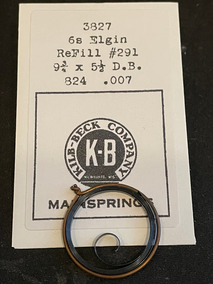 Kilb-Beck Mainspring #3827 for Elgin 6s No. 824 - Steel