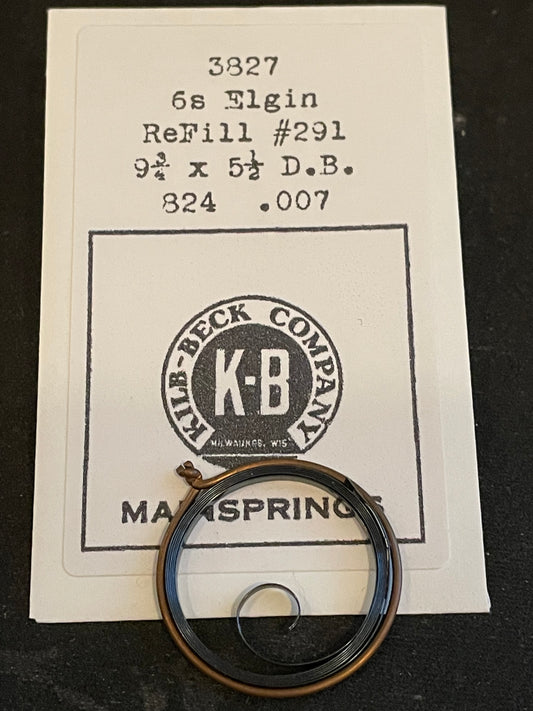 Kilb-Beck Mainspring #3827 for Elgin 6s No. 824 - Steel
