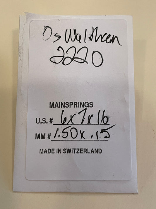 Alloy Mainspring for 0s Waltham No. 2220