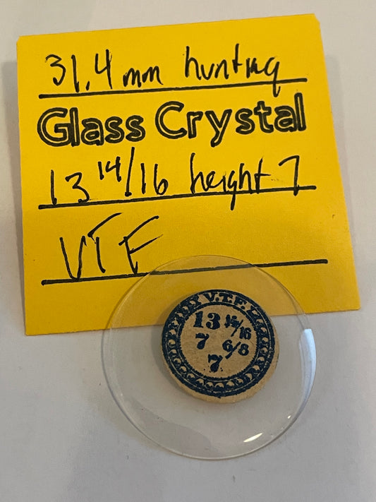 VTF Vintage Glass Hunting Case Watch Crystal 13-14/16 (~31.4mm) - NOS