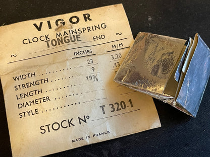 Vigor TONGUE End Clock Mainspring - 23 x 9 x 19¾" Long - T 320.1