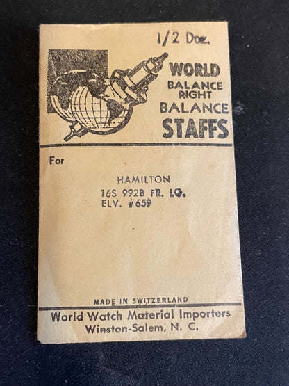 World Watch Material Hamilton 16s 992B Balance Staff - New
