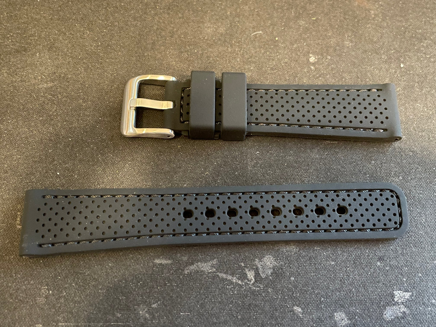 Alpine 20mm Black Textured Silicone Rubber Sport Watch Band