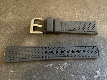 Alpine 20mm Black Textured Silicone Rubber Sport Watch Band