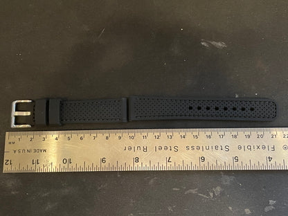 Alpine 20mm Black Textured Silicone Rubber Sport Watch Band