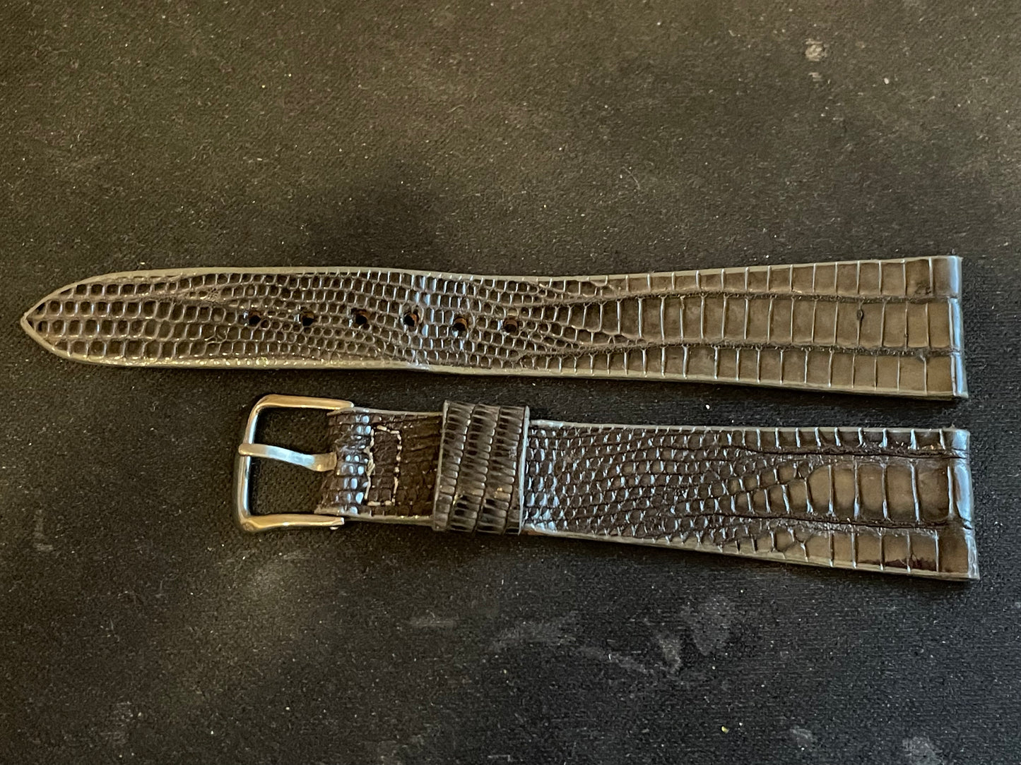 Vintage Hamilton 17mm Dark Grey Croc Texture / Leather Wrist Watch Strap