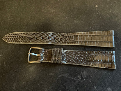 Vintage Hamilton 17mm Dark Grey Croc Texture / Leather Wrist Watch Strap