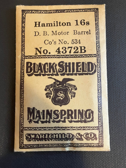 Swartchild Black Shield Mainspring 4372B for Hamilton 16s No. 534 - Steel