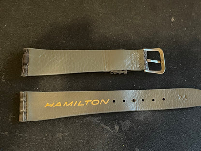 Vintage Hamilton 17mm Dark Grey Croc Texture / Leather Wrist Watch Strap